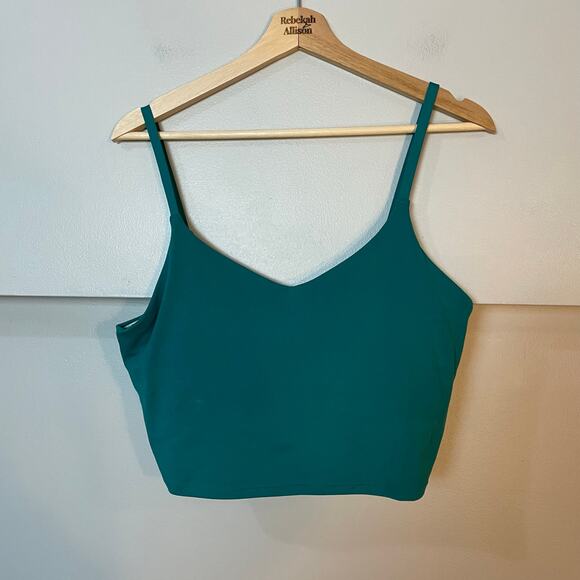 Athleta Elation V-Neck Longline Emerald Green Bra Crop Top SZ LARGE Yoga EUC - Picture 4 of 10